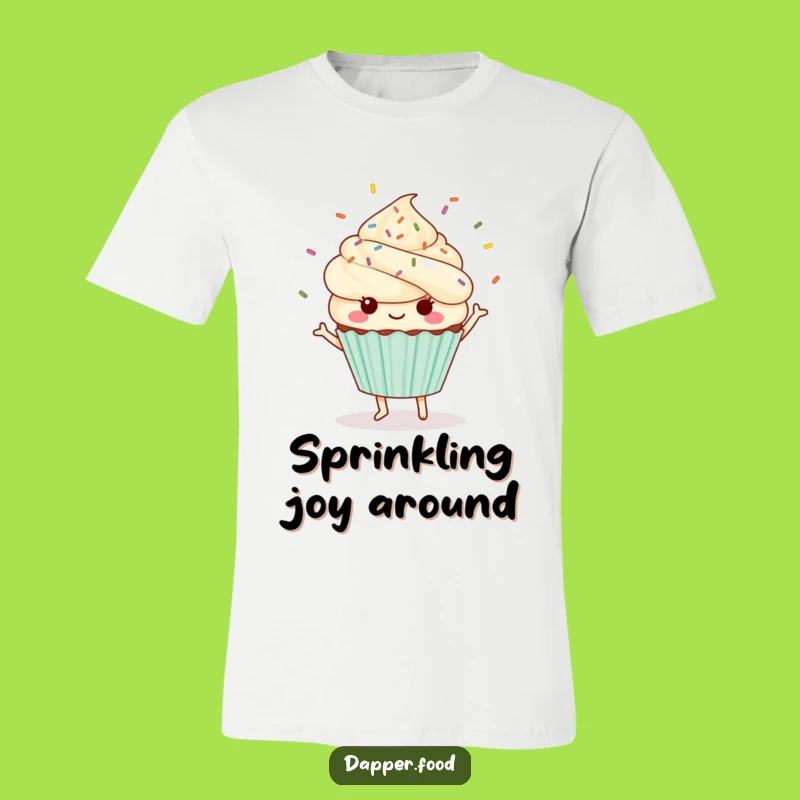 Funny Kawaii Cupcake T-Shirt: Dancing Sprinkle Character Design