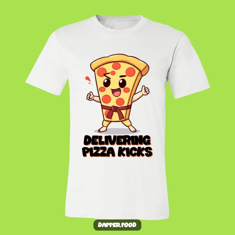 Funny Kawaii Pizza Karate Chop T-Shirt: Enthusiastic Action Tee, Great Gift!