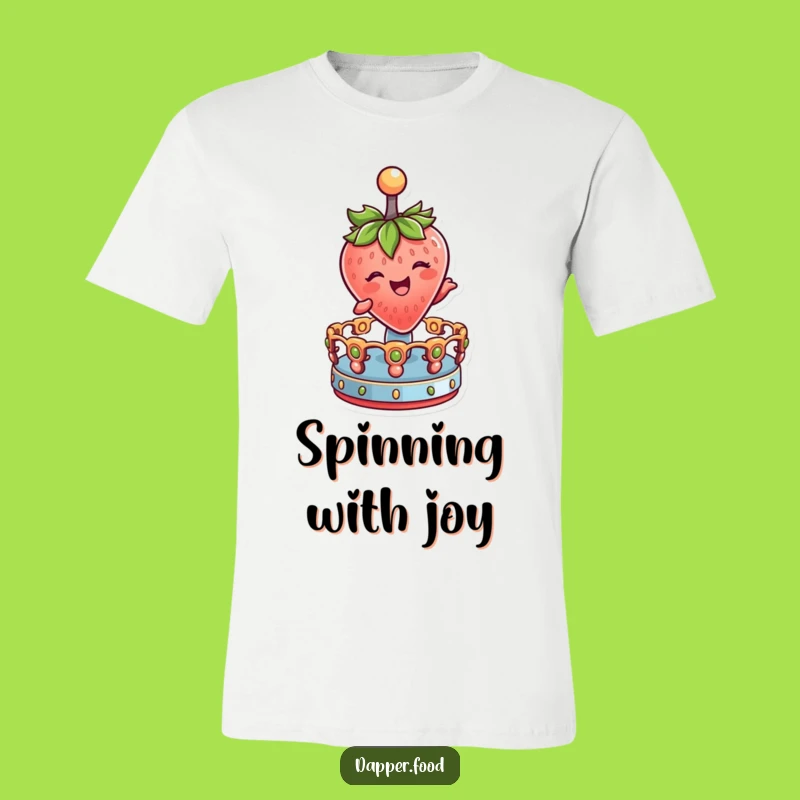 Funny Strawberry Ride T-Shirt: Joyful Character Spinning, Great Gift
