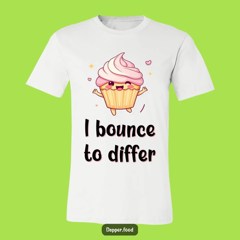 Funny Bouncing Cupcake T-Shirt: Cheerful Character Art, Ideal Funny Gift for Sweet Treat Fans