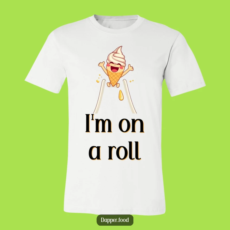 Funny Ice Cream Cone Syrup Slide T-Shirt - Dessert Thrills Funny Gift Tee