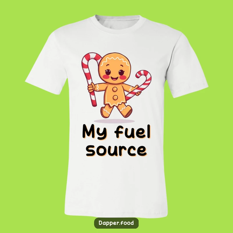 Funny Gingerbread Man T-Shirt - Playful Candy Cane Run Graphic Tee