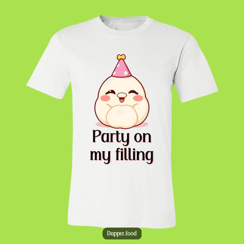 Funny Dumpling Party Tee - Winking & Cheerful Foodie Shirt