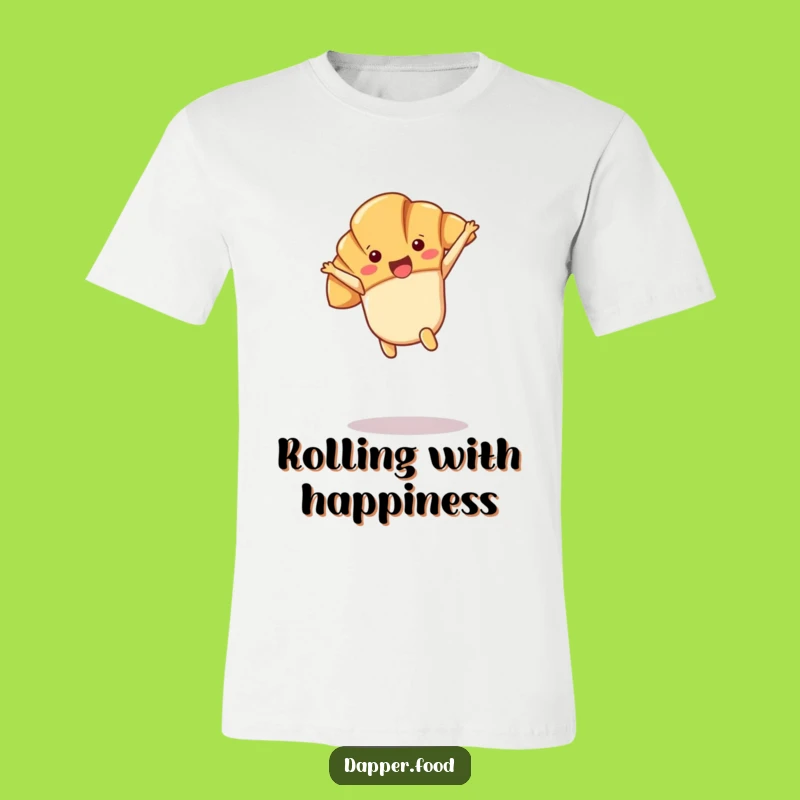 Funny Kawaii Croissant Cartwheel T-Shirt: Joyful Pastry Style, Great Gift!