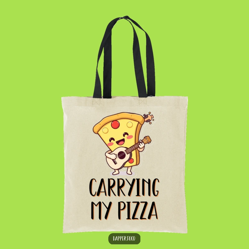 Funny Pizza Ukulele Tote Bag: Carry Your Essentials with Musical Slice's Charm