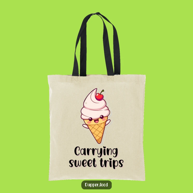 Funny Happy Ice Cream Cone Sliding Tote Bag - Carry Your Sweetness!