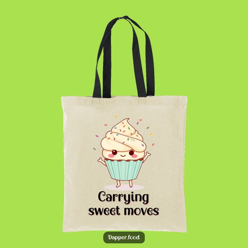 Fun Funny Kawaii Cupcake Tote Bag: Carry a Dancing Sprinkle Pal
