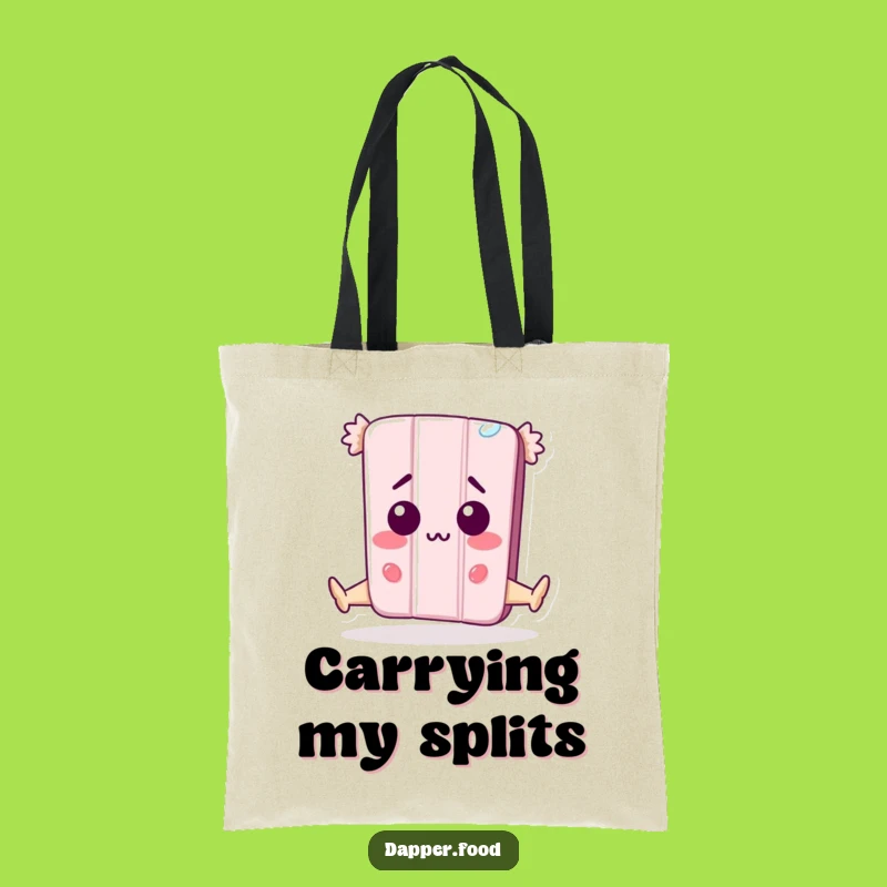 Funny Candy Bar Split Tote Bag: Surprised Character Art, Carry Your Humor, Great Funny Gift