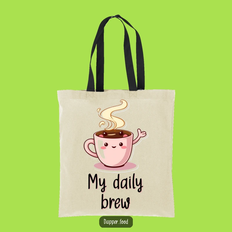 Funny Coffee Cup Tote Bag - Chic Waving Character Carryall for Daily Errands