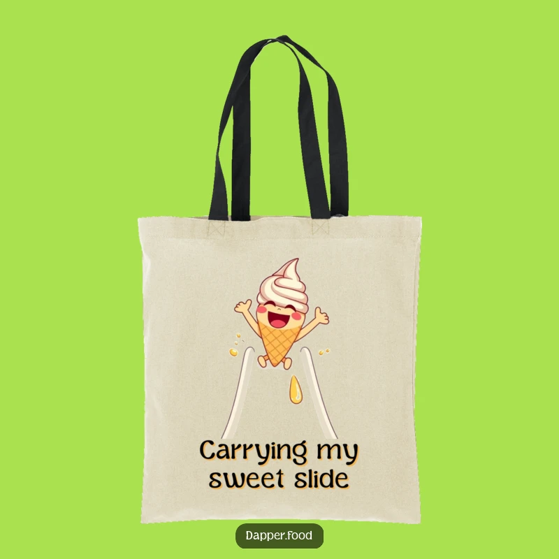 Funny Ice Cream Cone Syrup Slide Tote Bag - Carry Sweetness & Humor Funny Gift