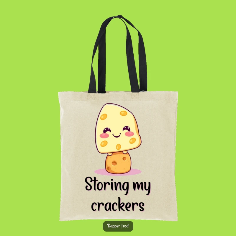 Funny Kawaii Cheese Cracker Tote Bag: Grinning Style, Practical Gift!