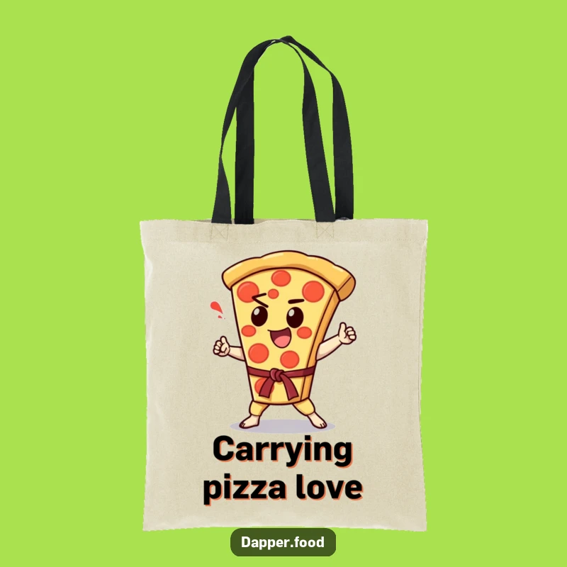 Funny Kawaii Pizza Karate Chop Tote Bag: Enthusiastic Style, Practical Gift!