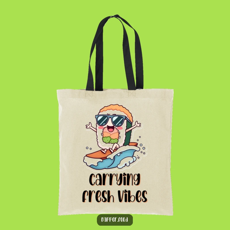 Funny Sushi Wave Tote Bag: Carry Your Fun, Perfect Beach Gift