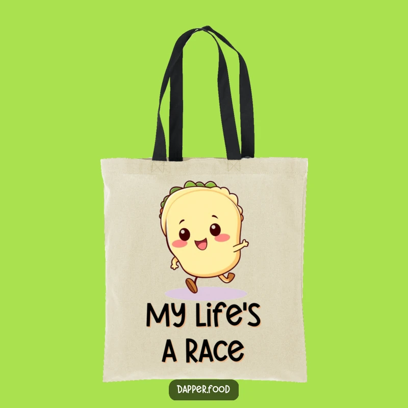Spacious Funny Kawaii Taco Tote Bag: Carry Your Fun Running Taco Style